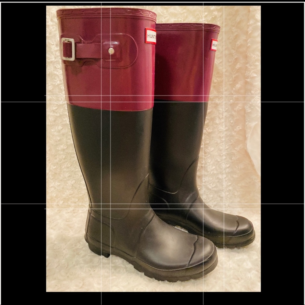 Hunter Women Colorblock Knee High Rain Boot Sz 7/8